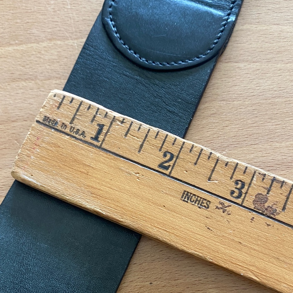 Martin + Osa Genuine Black Leather Wide Waist Belt - Minimalist Silver Buckle - Picture 10 of 10